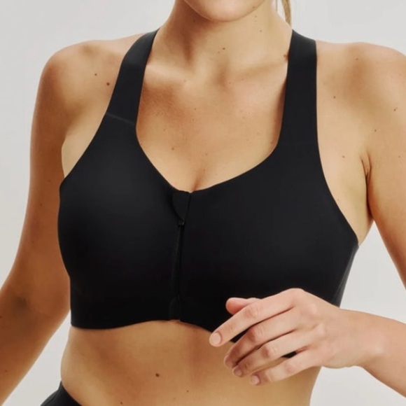 Knix Catalyst Front Zip Sports Bra Black Size 8 40/42 D/DD Black - Picture 2 of 10